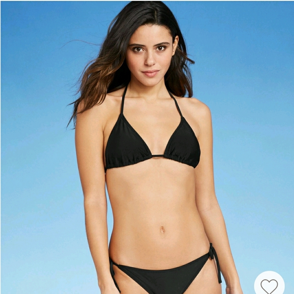 Xhilaration black bikini set size M high leg scoop